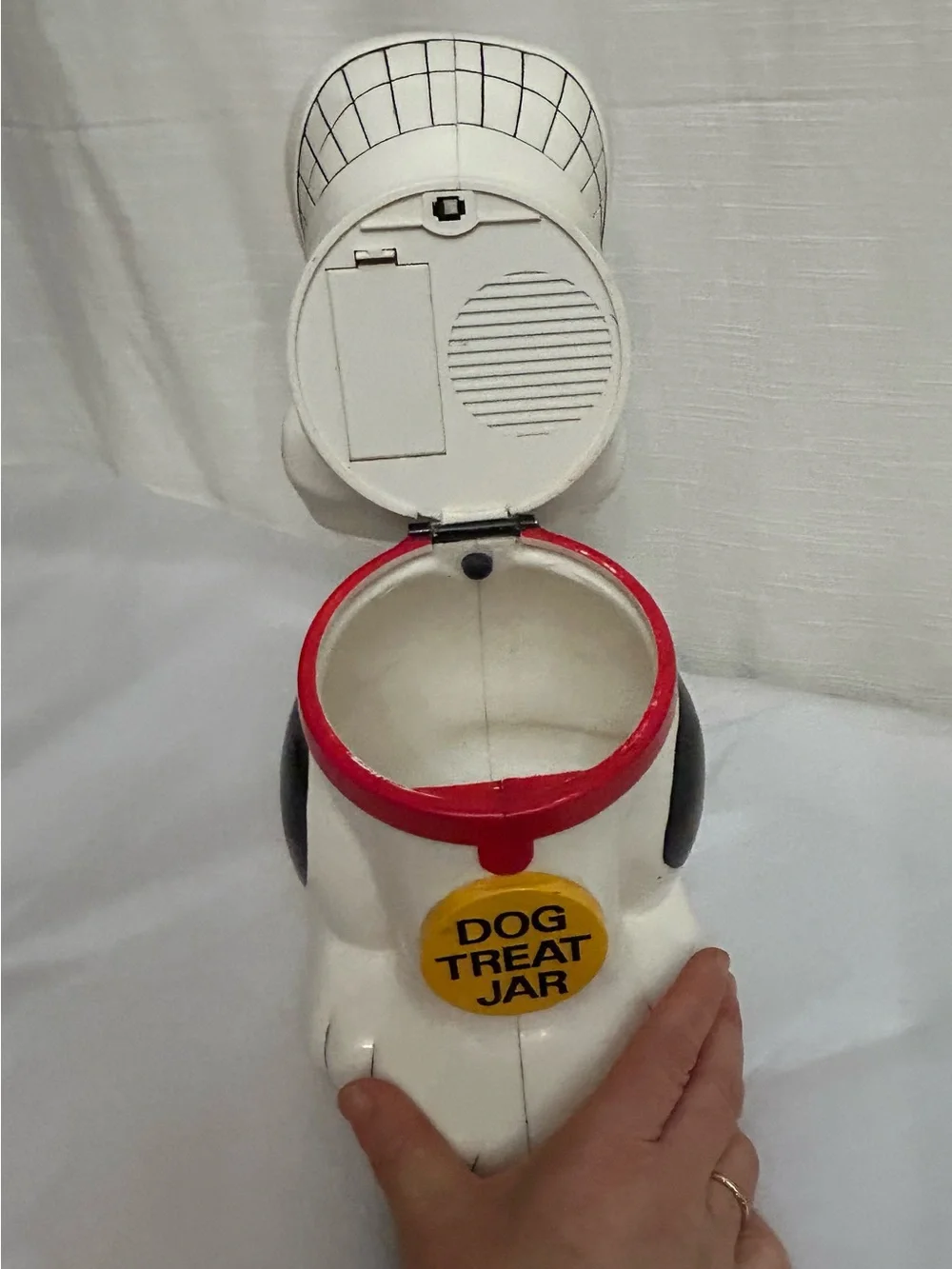 Vintage '90's White and Black Dog with Red Collar Cookie Jar